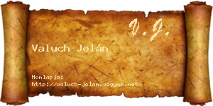 Valuch Jolán névjegykártya